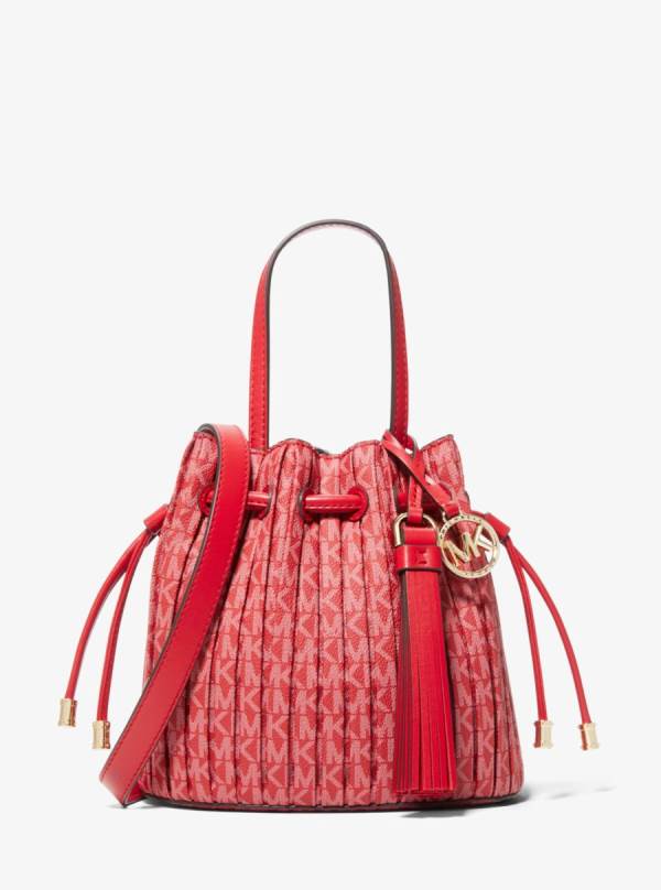 Damske Prenosná Taška Michael Kors Willa Extra-Small Pleated Logo Červené - Kabelky Michael Kors Obchod | GCYND-9243